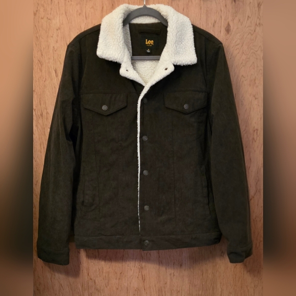 Lee Mens Size Medium Sherpa Lined Dark Brown Corduroy Jacket - Picture 2 of 8